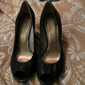 BCBG wedge open toe heels